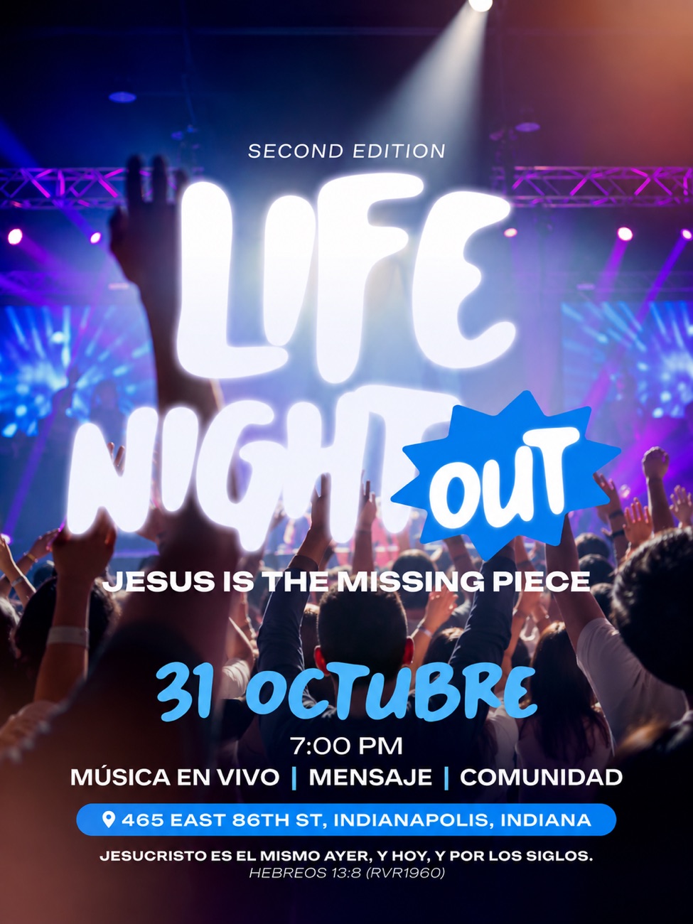 Afiche de Life Night Out, segunda edición: 31 de octubre, 7:00 PM